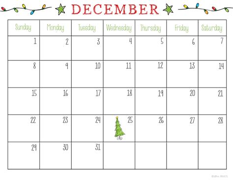 December Calendar Template
